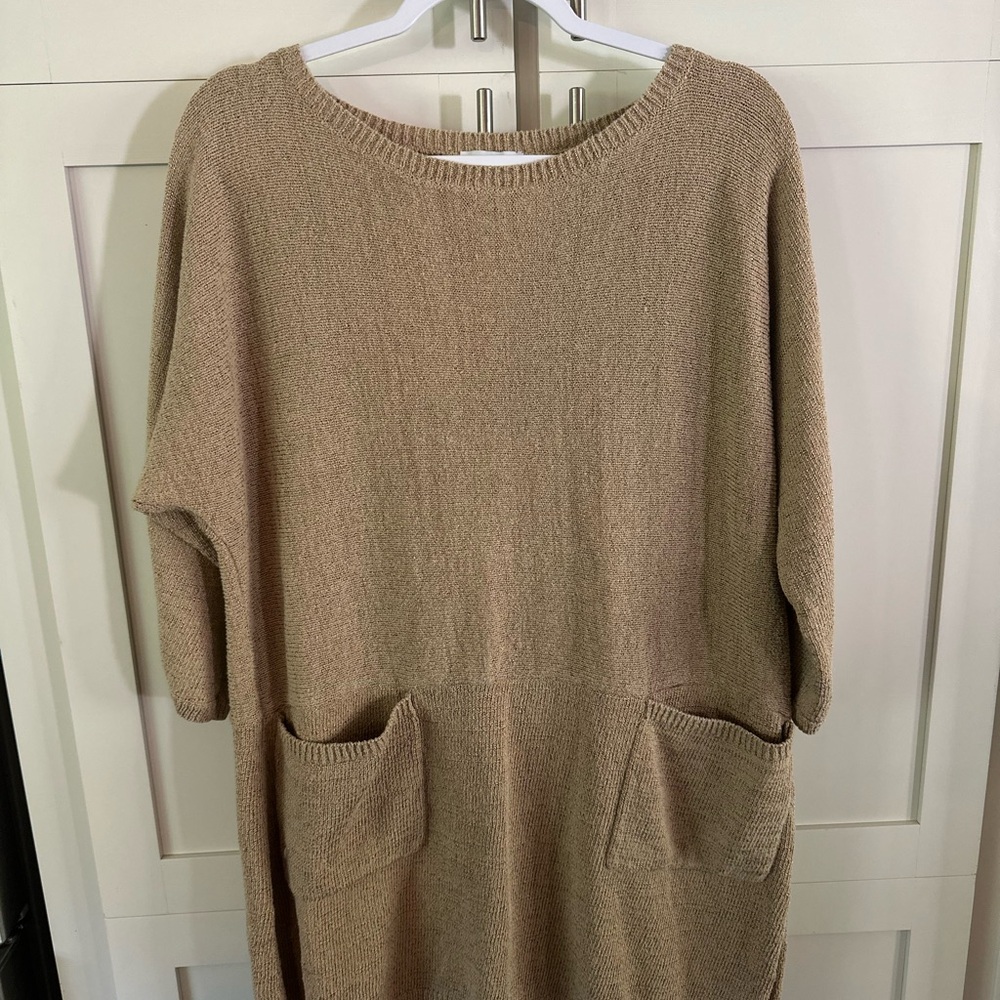 Soft Surroundings Tan Crew Neck Sweater Relaxed Fit